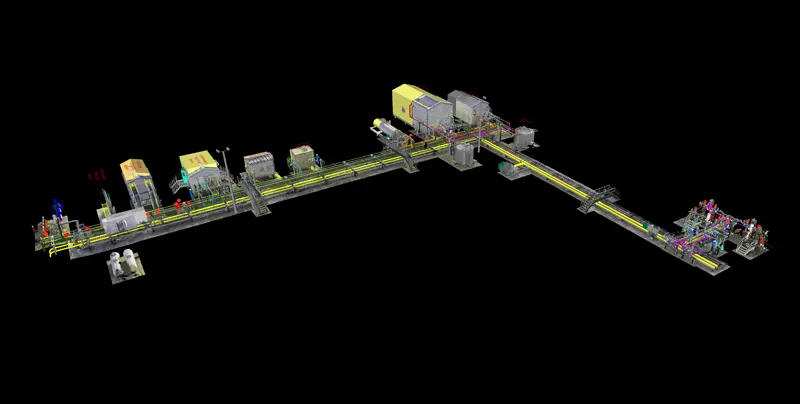 Vanguard oil and gas facility complete 3D scan with piping overlay